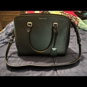 Michael Kors Benning Large Leather Satchel.